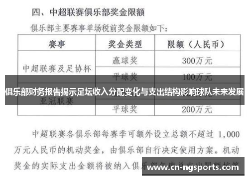 俱乐部财务报告揭示足坛收入分配变化与支出结构影响球队未来发展